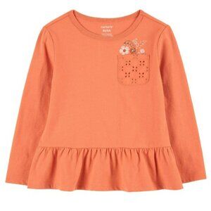 NWT. CARTER'S Baby Girl Peplum Floral Pocket Tee